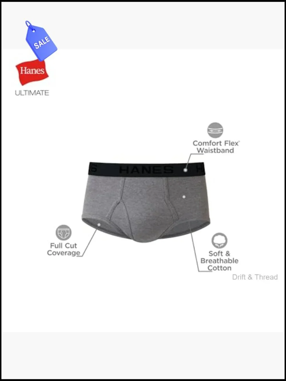 Men's Briefs 6-Pack Tagless Cooling Moisture-Wicking Comfort Soft